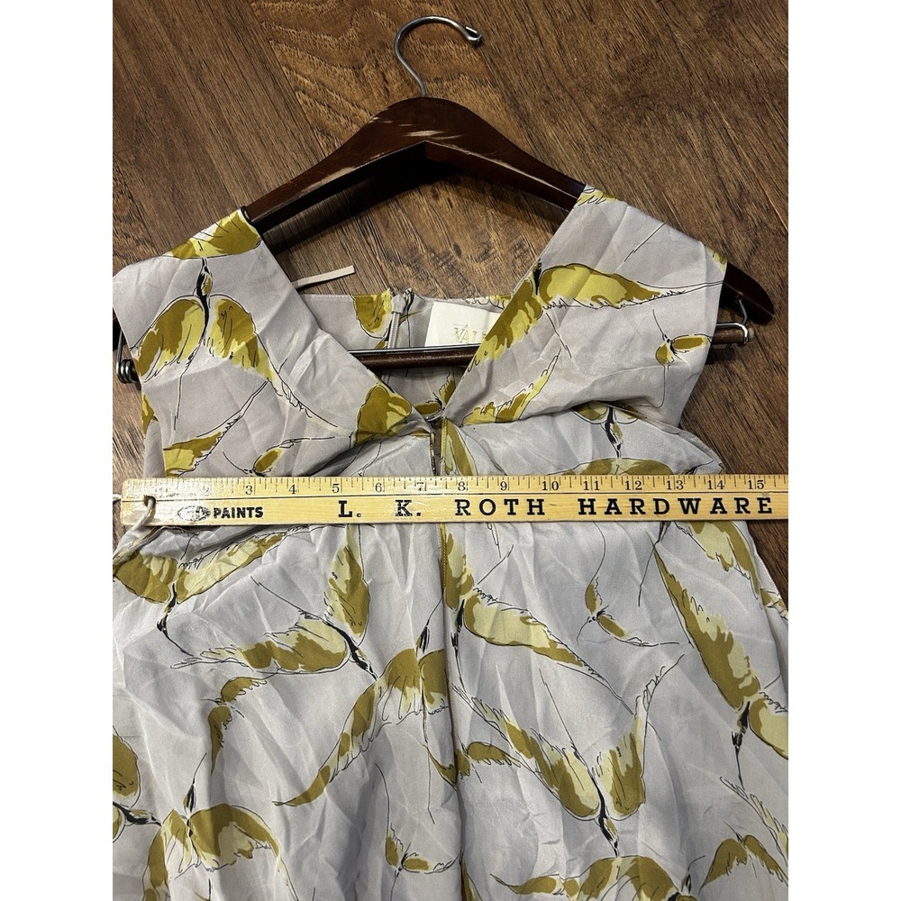 Valentino Dress Silk SS2022 Bird Floral Drape Dress MIDI Tank Beige Size 38 - Picture 8 of 11